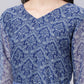 Souchii Blue Ethnic Motifs Printed Chiffon Maxi Tiered Dress - Swadesiicart