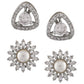 Shoshaa Set of 2 Silver-Toned Ad Stones Contemporary Studs Earrings - Swadesiicart