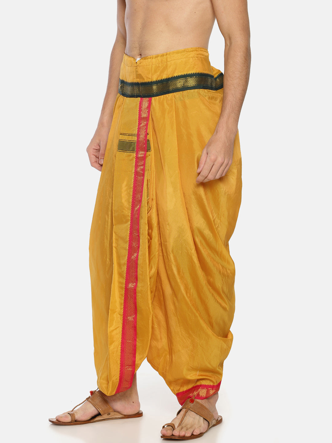 Sethukrishna Mustard Yellow Solid Readymade Dhoti Pant For Men | Swadesiicart
