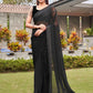 Tikhi Imli Black Striped Sequinned Saree | Swadesiicart