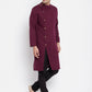 Even Apparels Maroon Pure Cotton Men's Sherwani Kurta With Asymetrical Cut | Swadesiicart