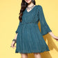 InWeave Teal Lurex Dress With Lace - Swadesiicart