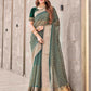 Tikhi Imli Olive Floral Embroidered Zari Organza Saree | Swadesiicart