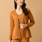 Myshka Women's Mustard Solid Coat With Trousers - Swadesiicart