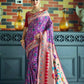 Vishnu Weaves Women's Wine Paithani Patola Silk Zari Woven Saree with Unstitched Blouse - Swadesiicart