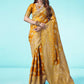 Kalini Yellow & Gold-Toned Woven Design Zari Banarasi Saree | Swadesiicart
