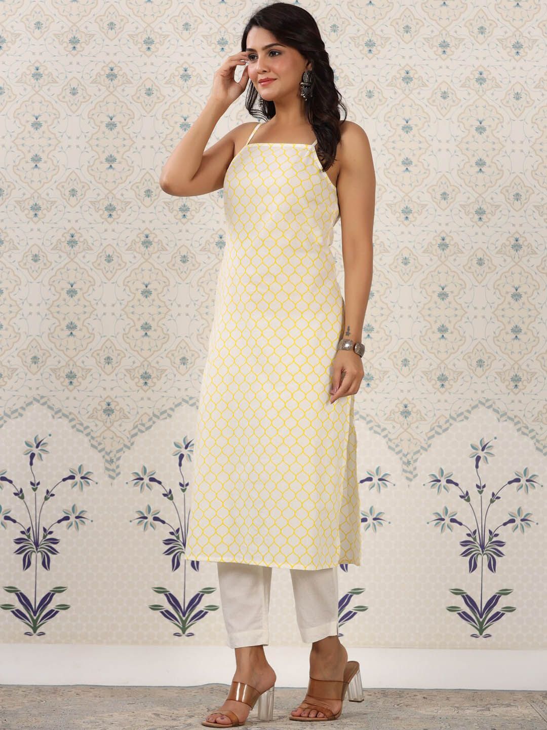 Ode by House of Pataudi Geometric Printed Pure Cotton Kurta - Swadesiicart