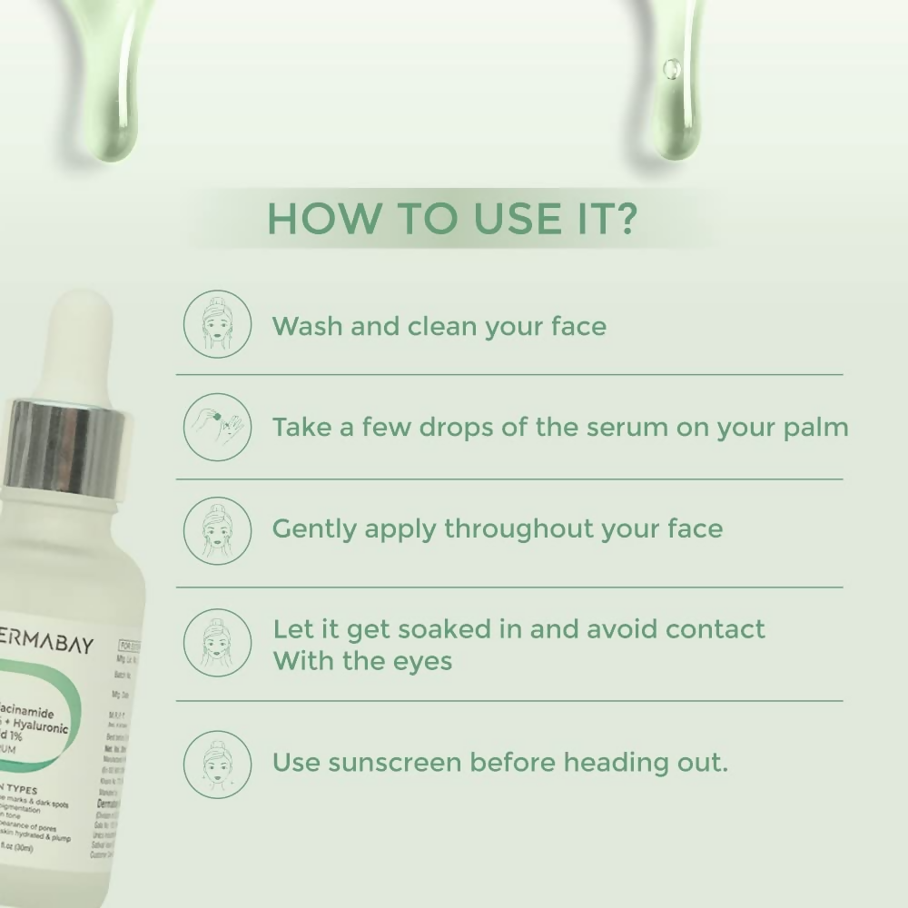 Dermabay Niacinamide 5%+ Hyaluronic acid 1% Serum | Swadesiicart