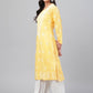 ADA Women Yellow & White Chikankari Hand-Embroidered Straight Kurta | Swadesiicart