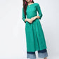 Aniyah Cotton Solid Flared Kurta With Key Hole Neck In Turquoise (AN-104K) - Swadesiicart
