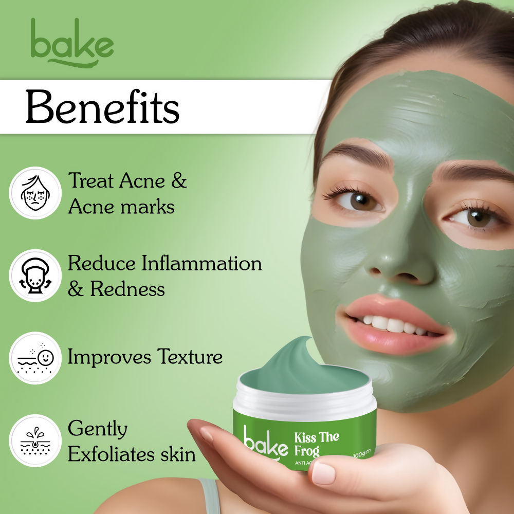 Bake Kiss The Frog Anti Acne Clay Mask With 2% Salicylic Acid & Niacinamide | Swadesiicart