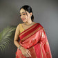 Joban Fashion Salmon Pink Banarasi Soft Silk Woven Saree | Swadesiicart
