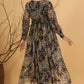 Juniper Women Black Chiffon Printed Flared Dress | Swadesiicart