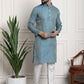 Sojanya Men Blue & Off-White Woven Design Kurta with Churidar | Swadesiicart