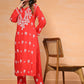 HOUSE OF KARI Floral Embroidered Chikankari Pure Cotton Straight Kurta With Trousers | Swadesiicart