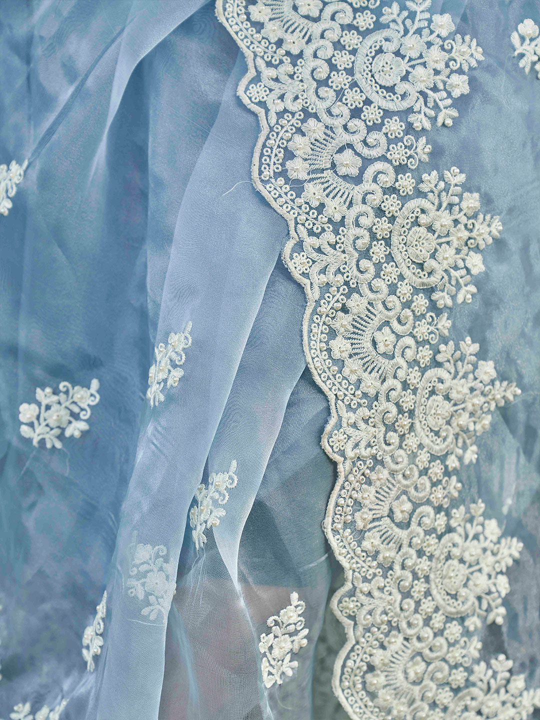 Tikhi Imli Ethnic Motifs Beads and Stones Organza Heavy Work Saree | Swadesiicart
