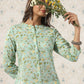 Ode by House of Pataudi Floral Printed Band Collar Pure Cotton Kurta - Swadesiicart