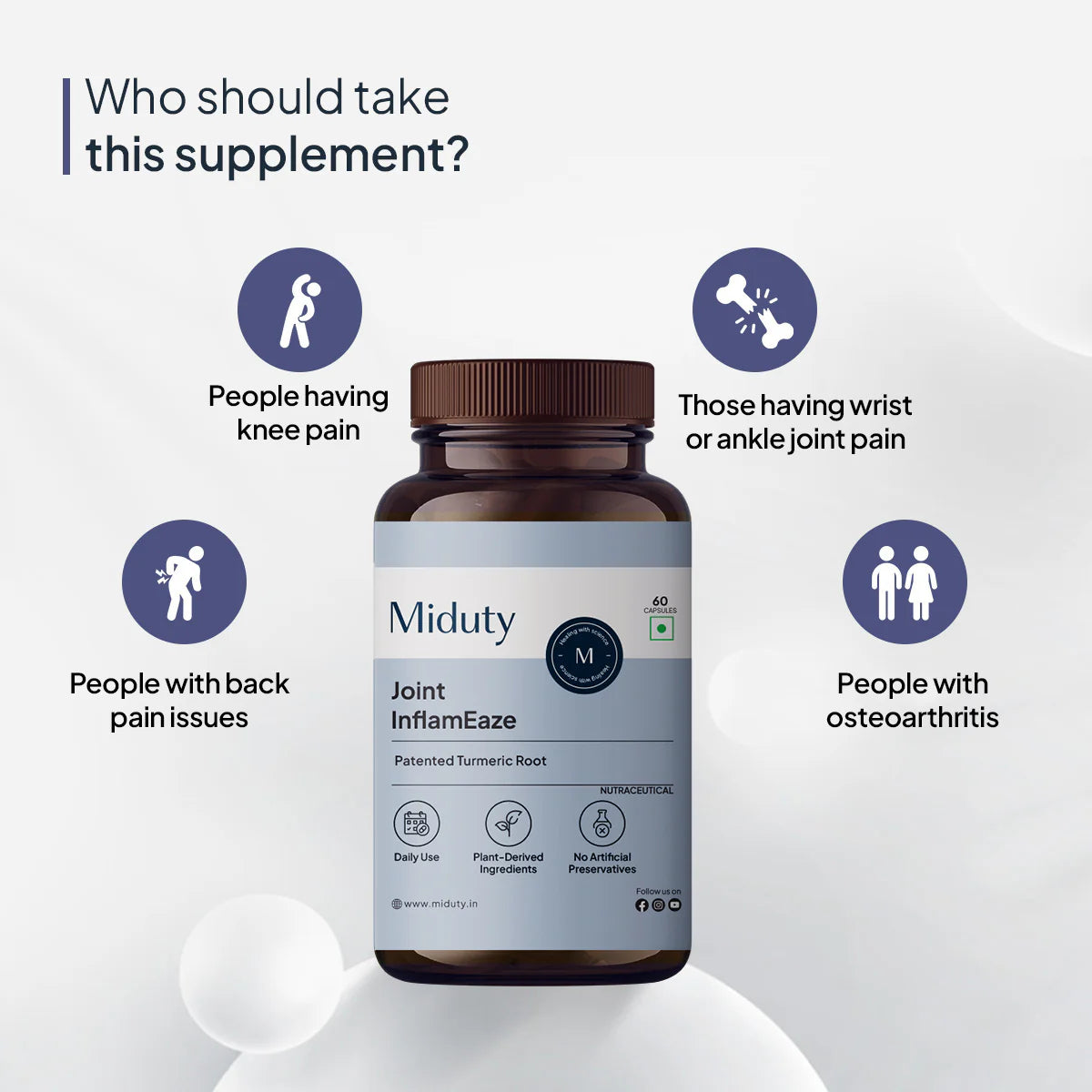 Miduty by Palak Notes Joint InflamEaze Capsules (Formerly Joint Pain Relief) | Swadesiicart