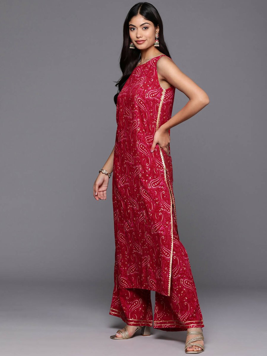 Ahalyaa Women's Traditional wear Kurta Set - Red | Swadesiicart