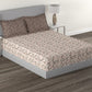 MYTRIDENT Brown White Floral Cotton 144 TC Queen Bedsheet With 2 Pillow Covers - Swadesiicart