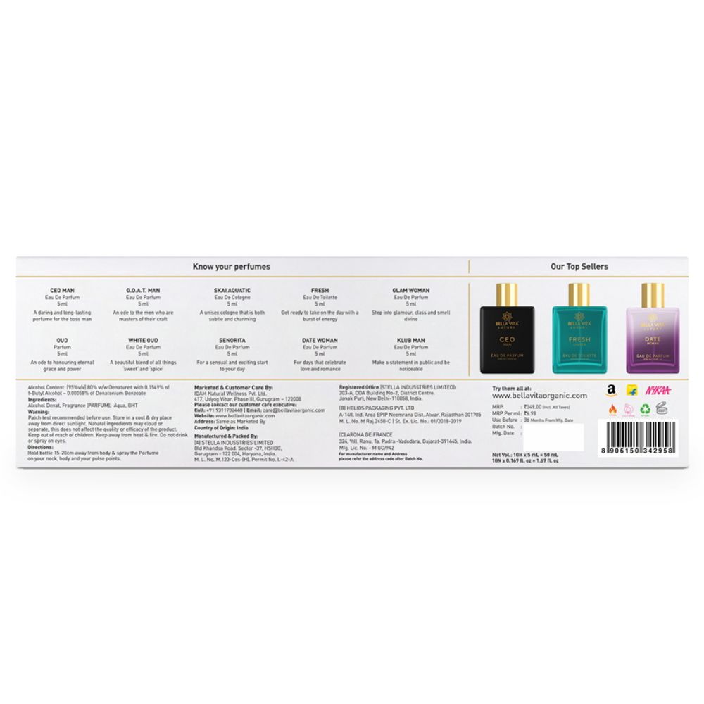 Bella Vita Perfumes Trial - Pack of 10