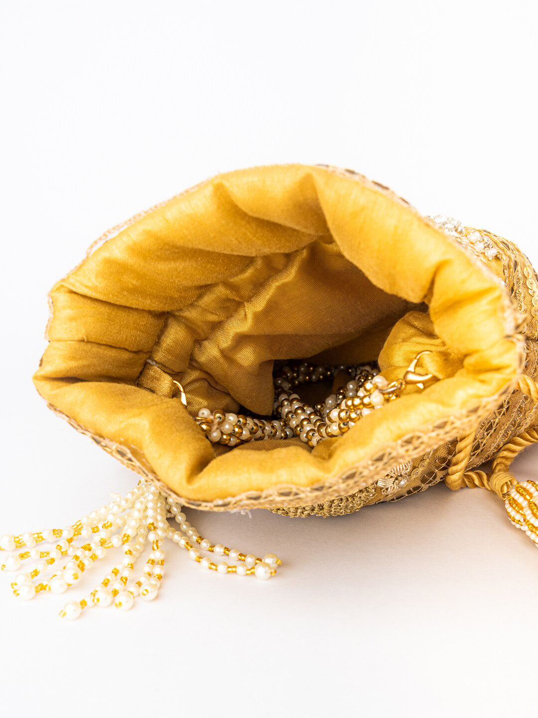 NR By Nidhi Rathi Women Gold Embroidered Potli Bag - Swadesiicart