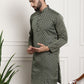 Sojanya Men Green & Beige Jacquard Silk Kurta | Swadesiicart
