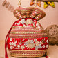 NR By Nidhi Rathi Maroon & Gold-Toned Persia Embroidered Potli Clutch