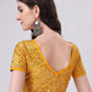 Tikhi Imli Yellow Embellished Boat Neck Sequinned Detailed Saree Blouse | Swadesiicart