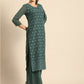 All About You Women Green Ethnic Motifs Embroidered Regular Chikankari Kurta with Palazzos | Swadesiicart