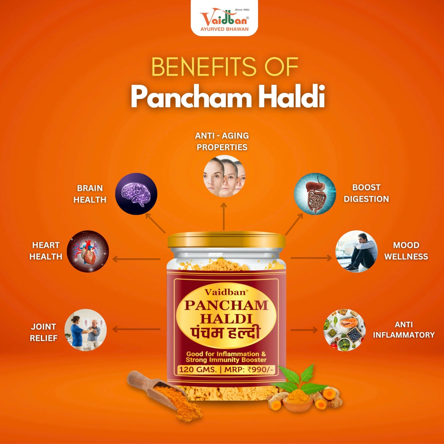 Vaidban Pancham Haldi (Organic Haldi Powder) - Swadesiicart