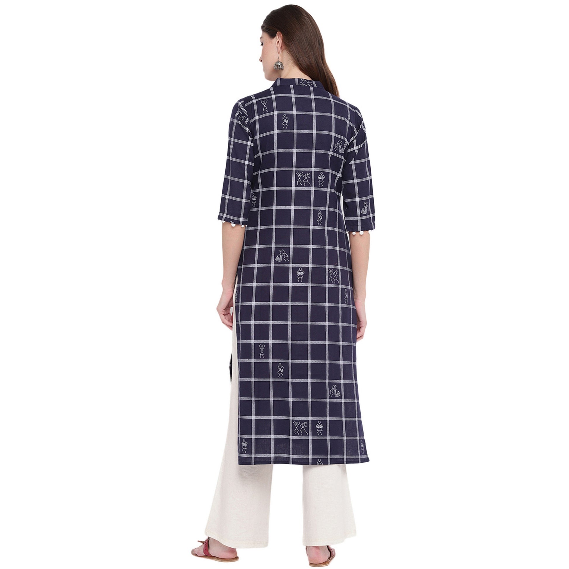 NOZ2TOZ Women's Navy Blue Printed Kurti- (1pc set) - Swadesiicart