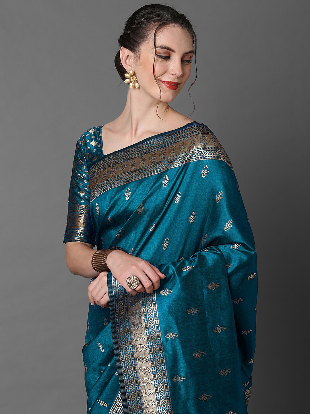 Mitera Ethnic Motif Woven Design Zari Banarasi Saree | Swadesiicart