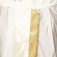 Sethukrishna Men Cream & Golden Solid Dhoti | Swadesiicart