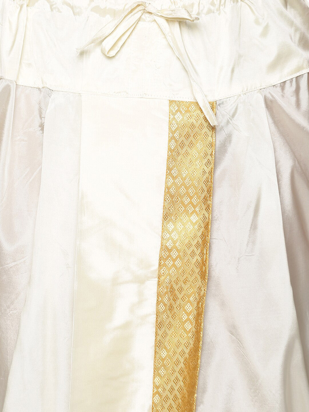 Sethukrishna Men Cream & Golden Solid Dhoti | Swadesiicart