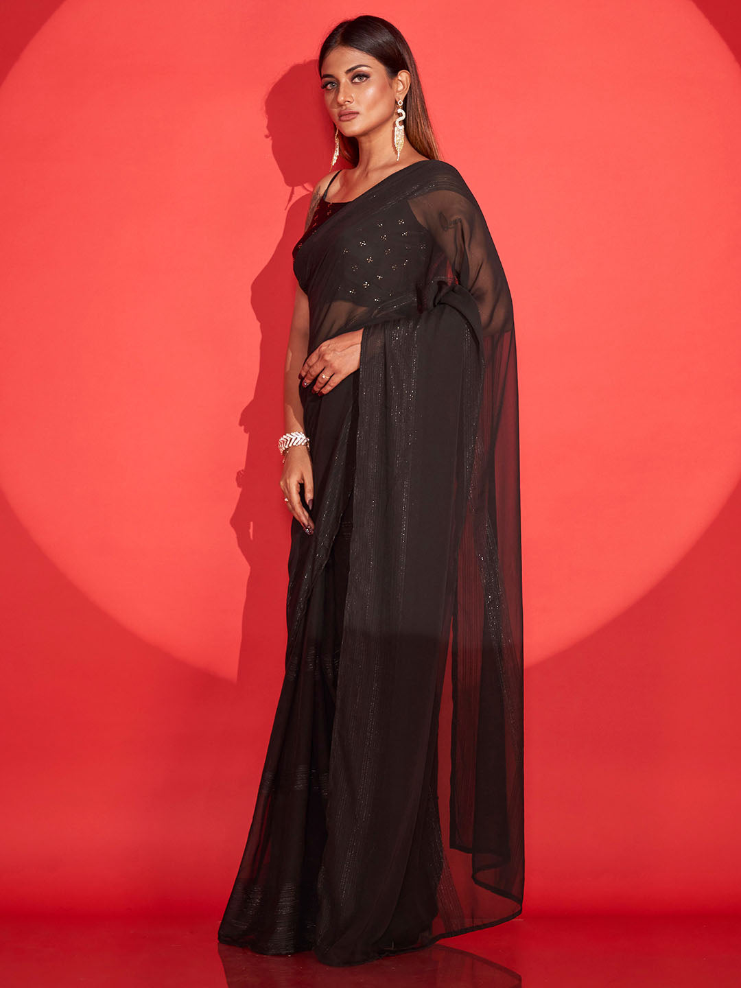 Tikhi Imli Zari Striped Saree | Swadesiicart