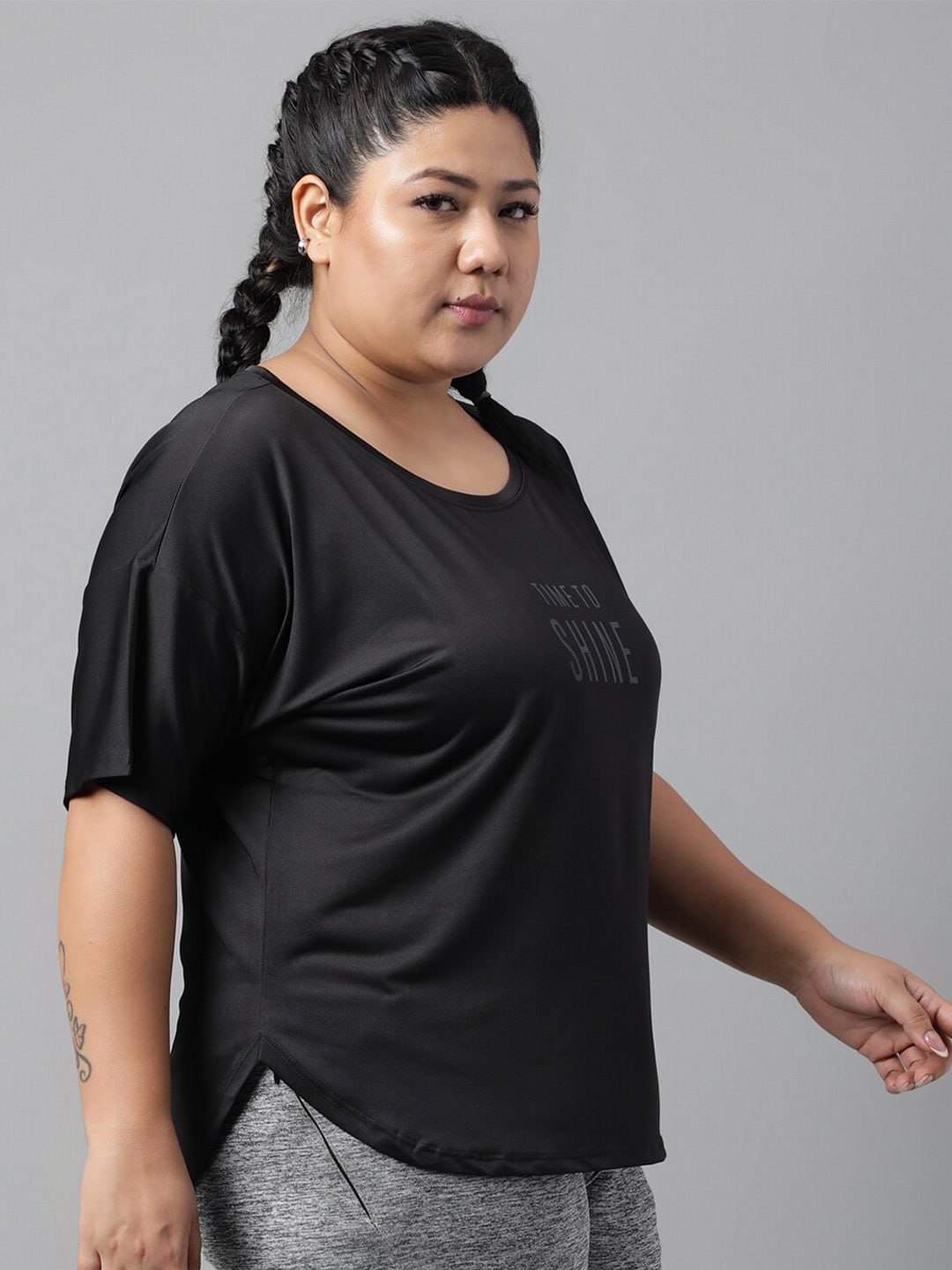 MKH Plus Size Typography Printed Dri-FIT Sports T-Shirt - Swadesiicart