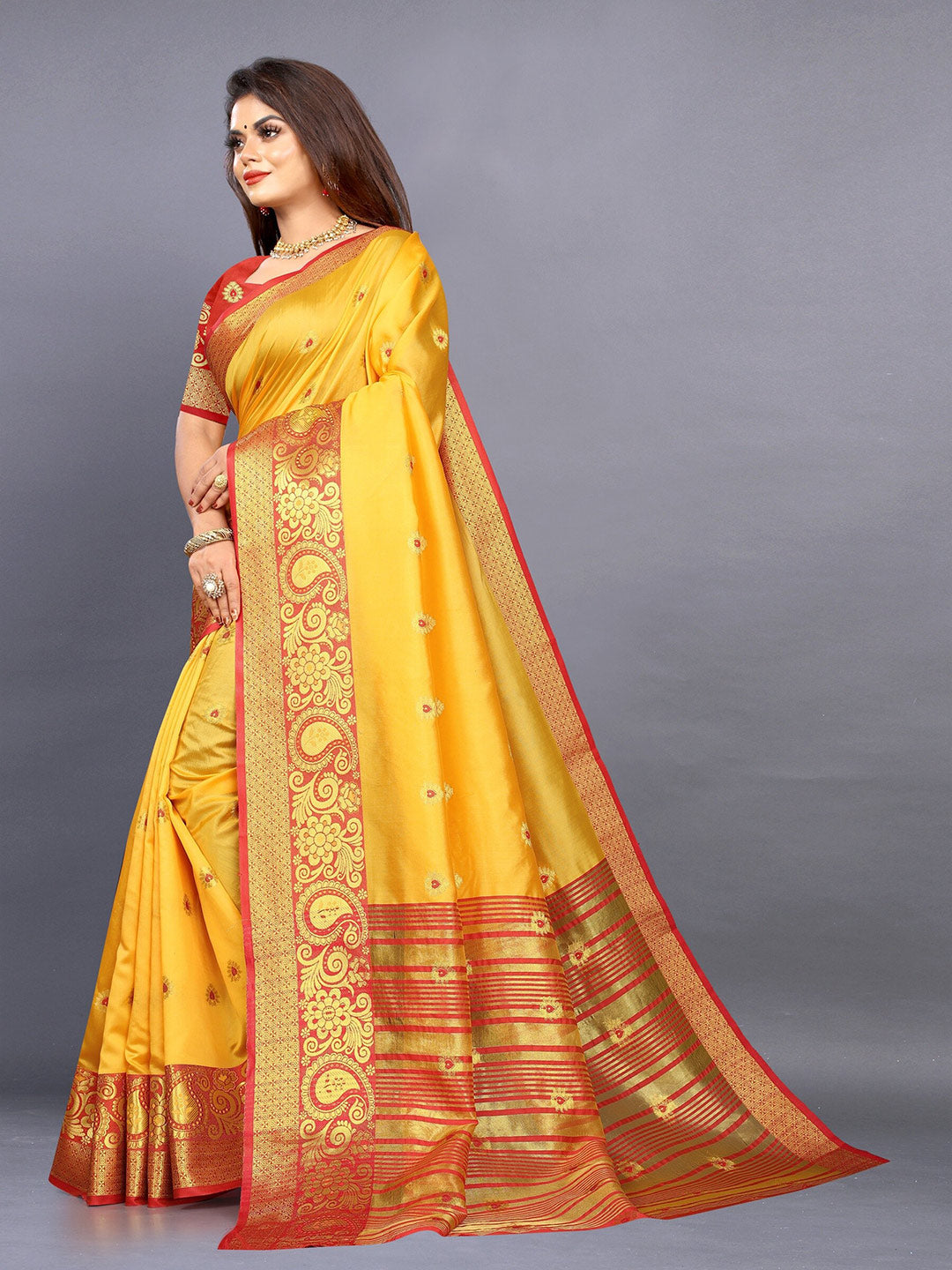 Kalini Ethnic Motifs Zari Jute Silk Banarasi Saree | Swadesiicart