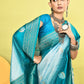 Joban Fashion Sky Blue & Rama Plain With Weaving Border Banarasi Silk Sarees | Swadesiicart