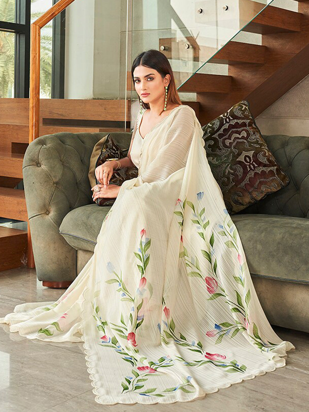 Tikhi Imli Embellished Floral Saree | Swadesiicart