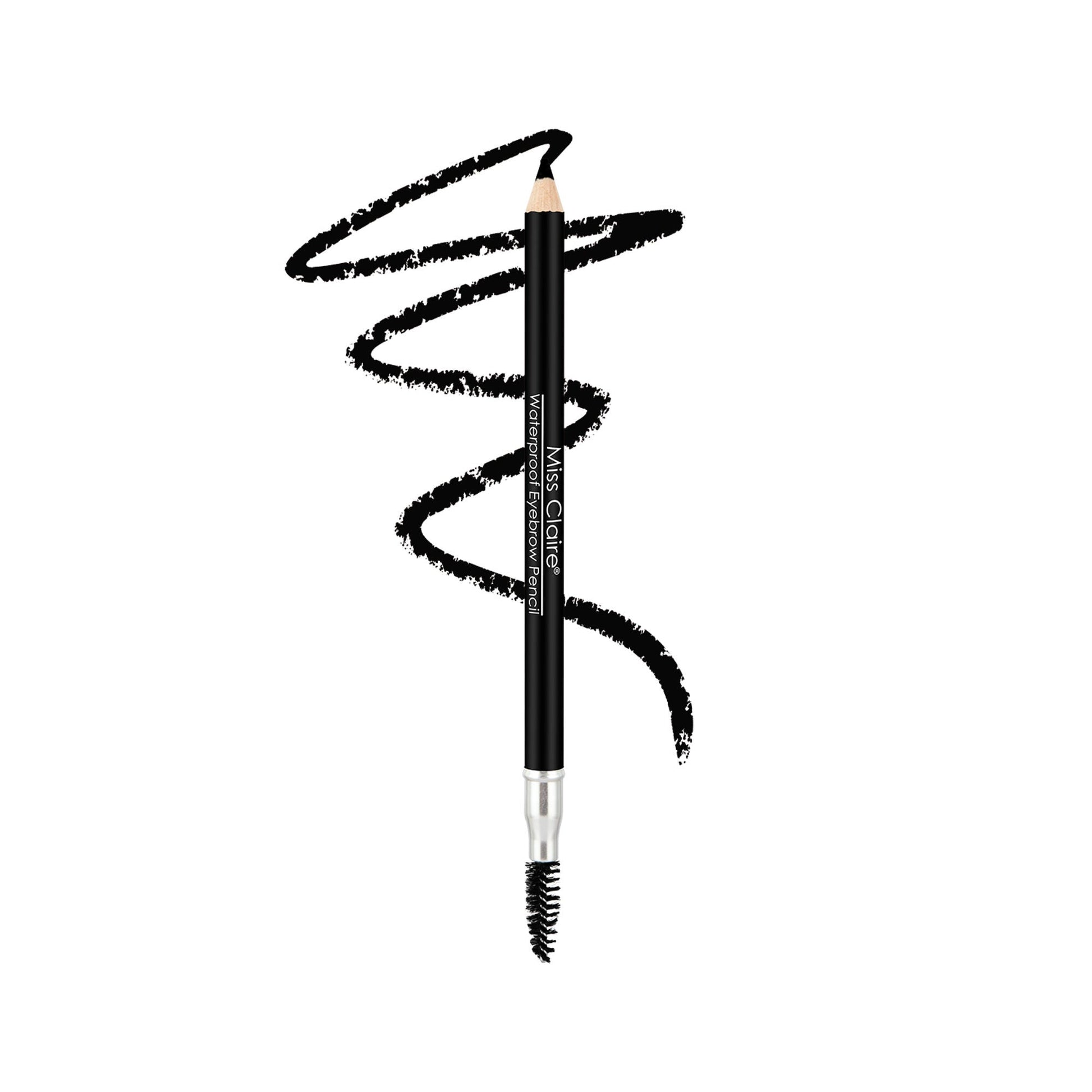 Miss Claire Waterproof Eyebrow Pencil With Mascara Brush - 01 Black | Swadesiicart