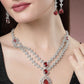 NVR Women's Silver-Plated Red CZ-Studded Handcrafted Jewellery Set - NR Retail-NVR