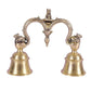 CraftVatika Gold-Toned Brass Hand Held With Nandi Sitting On Top Double Puja Bell | Swadesiicart