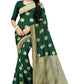 Vamika Weaving Banarasi Jacquard Green Saree | Swadesiicart