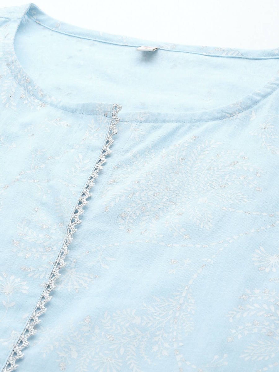 Ahalyaa Women's Traditional Wea Kurta Set - Aqua | Swadesiicart
