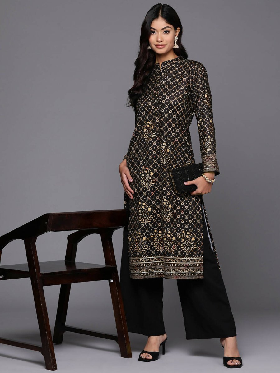 Ahalyaa Women's Traditional wear Kurta - Black | Swadesiicart
