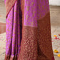 Joban Fashion Hot Pink Crepe Chiffon Pure Handloom Banarasi Silk Saree | Swadesiicart