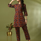 Myshka Women's Multi Printed Cotton Round Neck Party Tunic With Trousers Co-ord set - Swadesiicart