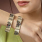 NVR Women's Set of 2 Gold-Polished Peacock Design Meenakari Handcrafted Bangles - NR Retail-NVR