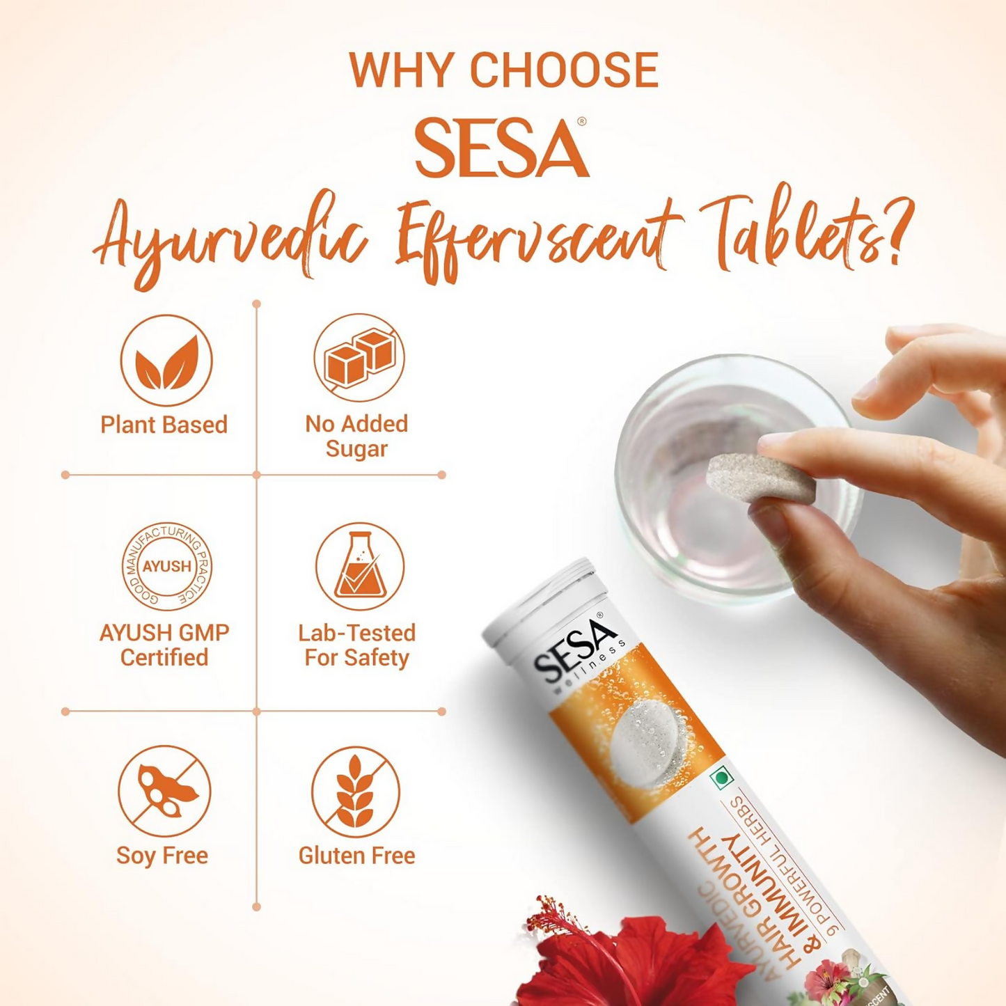 Sesa Ayurvedic Hair Growth & Immunity Effervescent Tablets | Swadesiicart